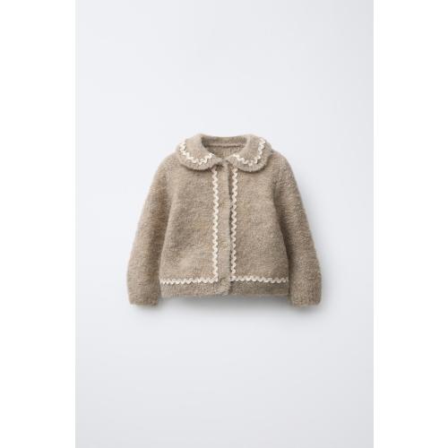 RUFFLE KNIT CARDIGAN - Light beige | ZARA United States