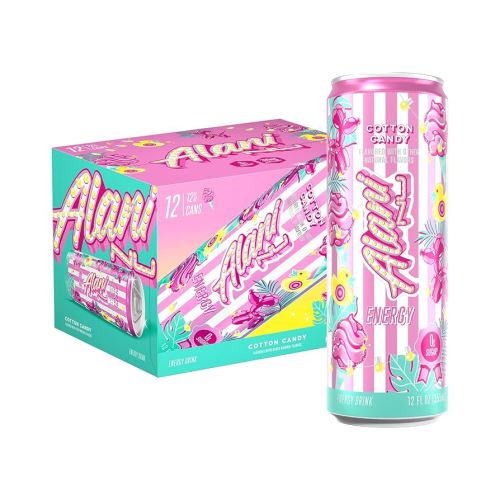 Alani Nu COTTON CANDY, Sugar Free, Low Calorie Energy Drinks, 200mg Caffeine, Biotin, B Vitamins, Zero Sugar, 10 Calories, 12 Fl Oz Cans, 12 Pack