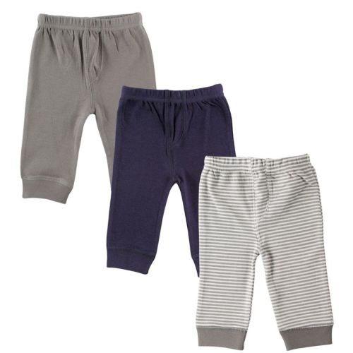 Luvable Friends Baby And Toddler Boy Cotton Pants 3pk, Blue, 3-6 Months