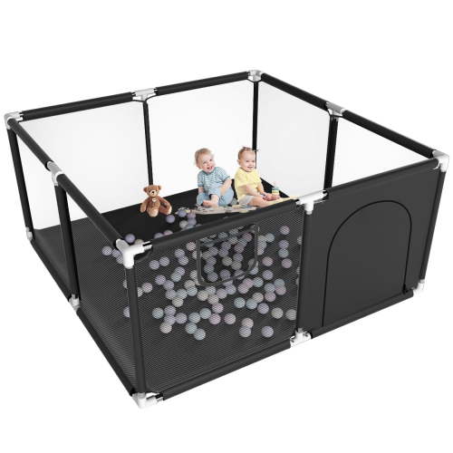 Baby Playpen, Baby Foldable Playpen for Toddler,Black