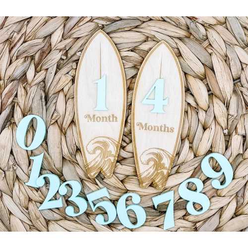 Surf Board Baby Monthly Milestone Markers, Surfer Milestone Discs, Boy Milestone Disc, Baby Shower, Retro Baby Photo Props, First Year Photo