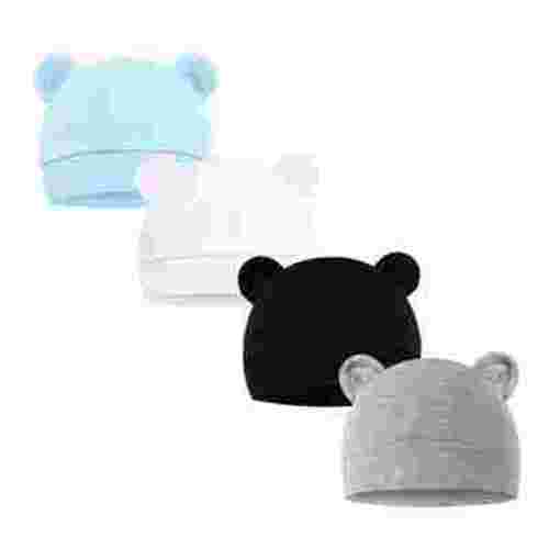 Summer Short Sleeve Baby Hats for Kids White 4 Pieces Newborn Hat Bear Ears Infant Caps Boy Girl Toddler 0 6 Months