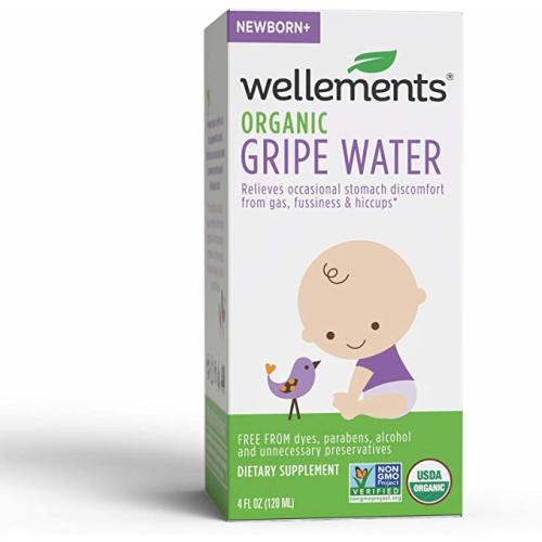 Wellements Organic Gripe Water, 4 Fl Oz, Eases Baby's Stomach Discomfort and Gas, Free From Dyes, Parabens, Preservatives - Gripe Water-1 Pack