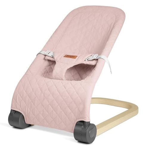 Jimglo Baby Bouncer, Portable Infant Bouncer Seat for Babies, Newborn Bouncy with Cotton, Foldable, Pink