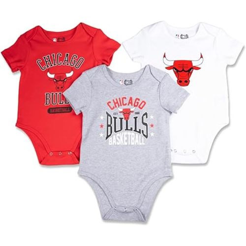 Ultra Game NBA Super Soft Cotton 3 Pack Baby Creeper Bodysuit