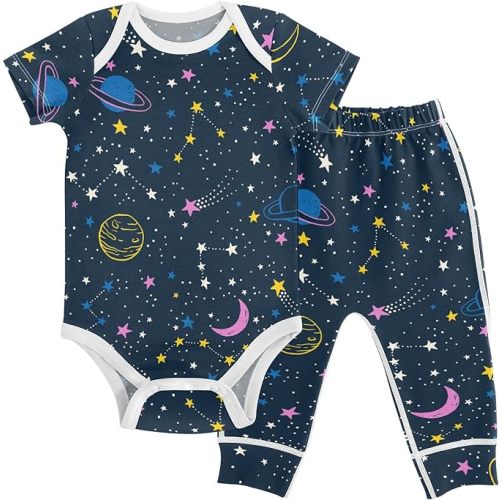 vvfelixl Baby Onepiece Clothes Cute Cat Baby Bodysuits Set Unisex Short Sleeve Baby Pants Sets 0-3M - 0-3 Months - Multi11