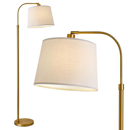 Oneach Arc Gold Mid-Century Floor Lamp for Living Room Bedroom Modern Metal Standing Lamp for Office Home 62.5" Foot Switch Lighting