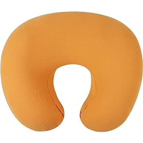 Muslin Nursing Pillow Cover Soft 100% Cotton Feeding Pillow Slipcover Fits Standard Infant Nursing Pillow or Positioner for Baby Boy and Girl, Orange