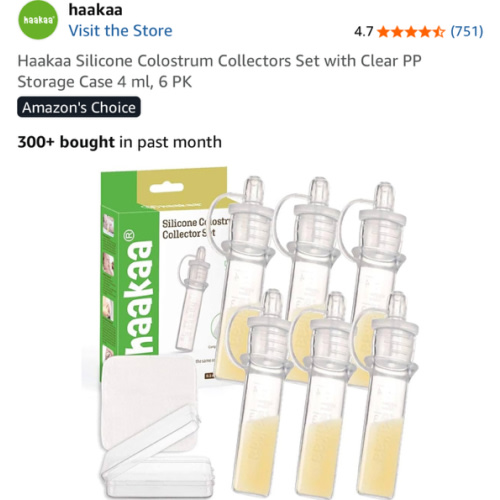 Haakaa Silicone Colostrum Collectors Set with Clear PP Storage Case 4 ml, 6 PK
