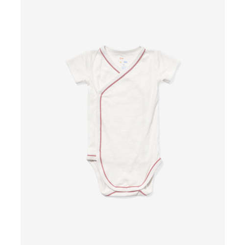 Crossbody Short Sleeve Onesie, Oso Red Piping | Oso & Me