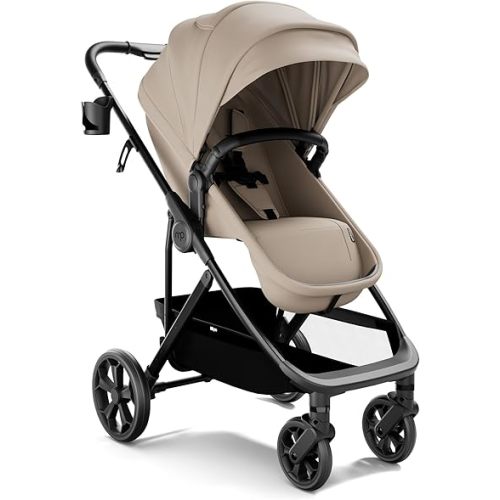 Mompush Wiz Pro 4-in-1 Baby Stroller with Newborn Mode, Full-Size All-Terrain Premium Stroller from Newborn to Toddler, Snack Tray Included for Easy Feeding & Outing, Lay-Flat in Seconds