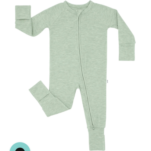 Heather Sage Ribbed Zippy - Little Sleepies