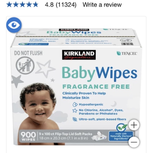 Kirkland Signature Baby Wipes Fragrance Free, 900-count