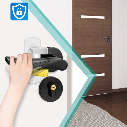 Child Safety Door Handle Locks, 4Pack Adhesive Baby Proof Door Lever Lock No Drill Quick Install Safety Locks for Door