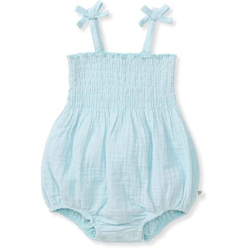 Burt's Bees Baby Baby Girls Romper, 100% Organic Cotton One-piece Bubble Shortall and Layette Set Girl Outfit