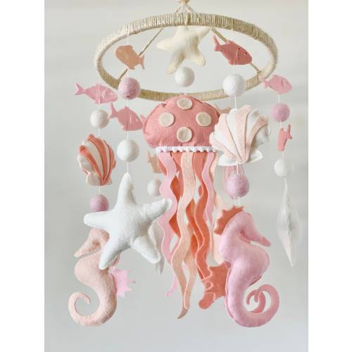 Pink Ocean Animal Nursery Baby Mobile | Custom Mobile | Nursery Decorations | Baby Mobile for a Beach Nursery | Baby shower gift | Tropical