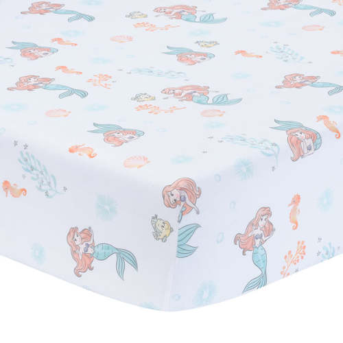 Disney Baby The Little Mermaid White Fitted Crib Sheet - Ariel – Lambs & Ivy