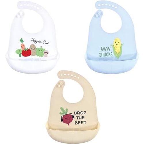 Hudson Baby Unisex Baby Silicone Bibs, Veggies, One Size