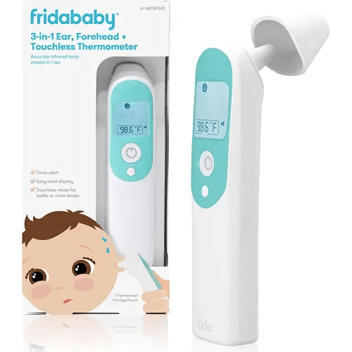 Frida Baby Infrared Thermometer 3-in-1 Ear, Forehead + Touchless for Babies, Toddlers, Adults, and Bottle Temperatures,Digital