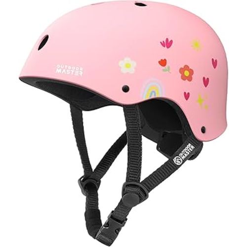 OutdoorMaster Youth & Kids Bike Helmet -Beetles Jr.Adjustable Multi-Sports Skateboard Helmet with Removable Liners for Balance Bike, Toddler Scooter