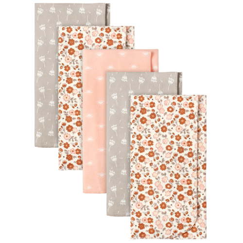 Modern Moments by Gerber Baby & Toddler Girl Flannel Blankets, 5-Pack, Ivory Floral