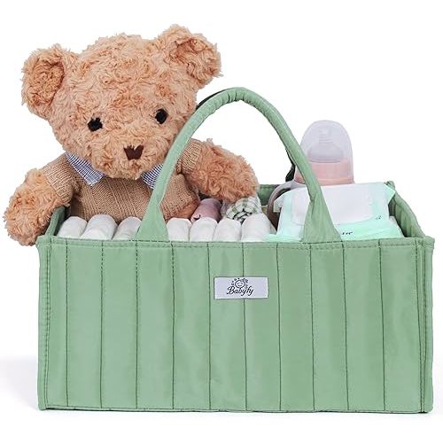 Diaper Caddy Organizer, Stylish Nursery Storage Basket for Newborn Essentials. Perfect Baby Shower Set, Fitting Seamlessly into Diaper Stations and must-have for parenting journey (Sage Green)