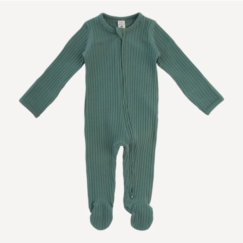long sleeve two way zipper footie | sagebrush | organic cotton wide rib