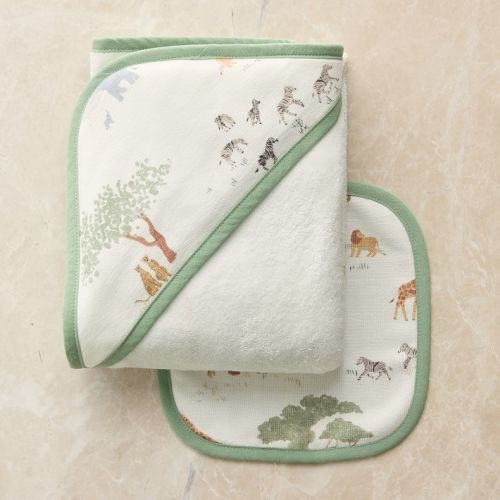 Soft Safari Nursery Bath Wrap & Wash Cloth Set