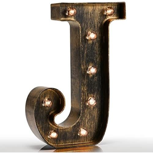 Pooqla Vintage Light Up Marquee Letters with Lights – Illuminated Industrial Style Lighted Alphabet Letter Signs - Coffee Bar Apartment Bedroom Wall Home Initials Decor A-Z