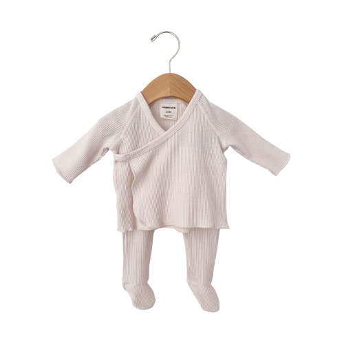 Organic Waffle Kimono & Pant Set, Snow