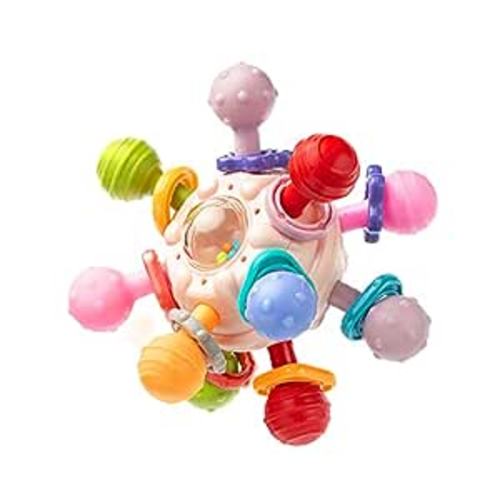 Amazon.com: Baby Sensory Teething Toys, Atomic Ball Chew Toys Rattle & Teether Grasping Activities Infant Toy for 0 6 12 Months Boys & Girls Gift(Pink) : Everything Else
