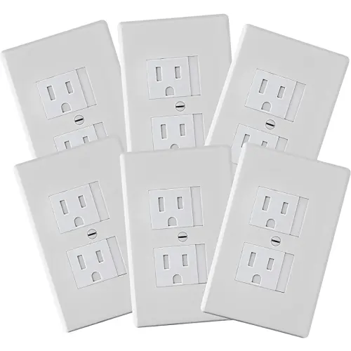 6-Pack Safety Innovations Self-Closing (1 Screw) Standard Outlet Covers - An Alternative to Wall Socket Plugs for Child Proofing Outlets, (White)