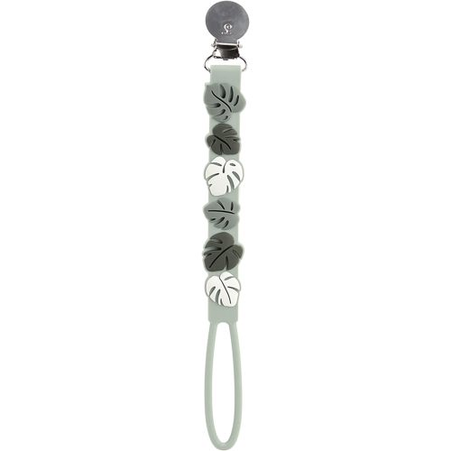 Loulou Lollipop Beadless Silicone Pacifier Clip - MONSTERA/GREEN