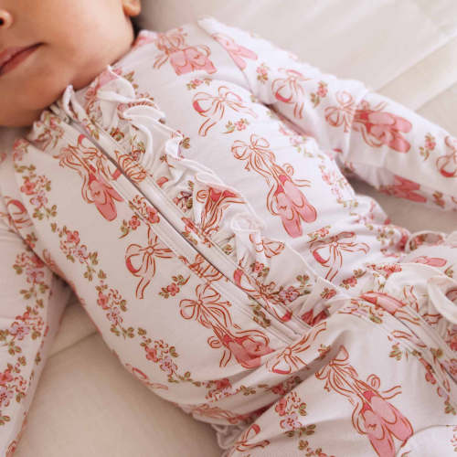 Ballet Blossoms Ruffle Zipper Footie