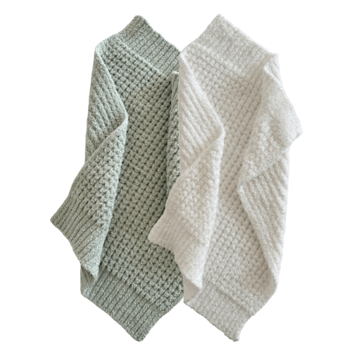 2-Pack Phufy® Bliss Mini Blanket, Mist Green/White Waffle