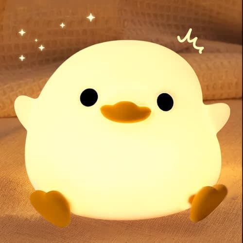 Kabvuo Duck Night Light, LED Squishy Silicone Nursery Nightlight, 2 Levels Dimmable Rechargeable Bedside Table Lamp,Cute DoDo Duck Lamp for Breastfeeding Bedroom Decor