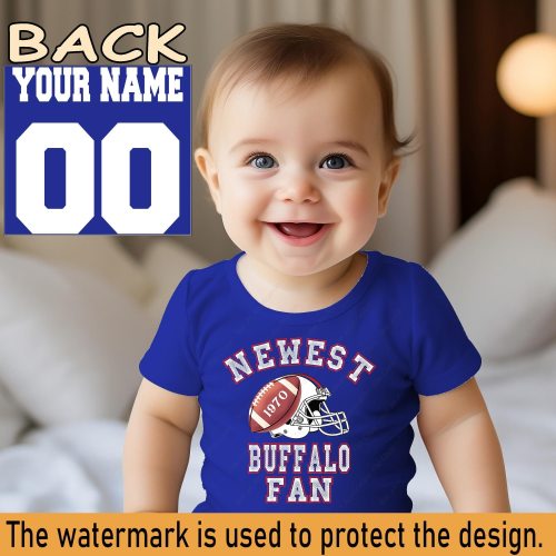 Newest fan Buffalo football bodysuit, Bill baby , gift for baby shower party, one piece bodysuit, custom name and number