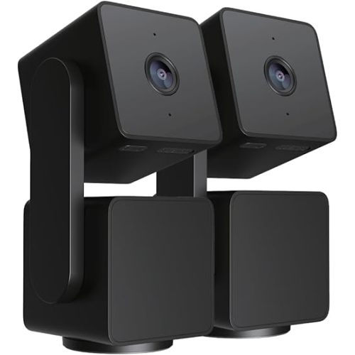 WYZE Cam Pan v3 Indoor/Outdoor IP65 1080p Pan/Tilt/Zoom Wi-Fi Smart Home Security Camera with 360° Motion Tracking for Baby&Pet, Color Night Vision, Works with Alexa & Google Assistant, Black, 2-Pack