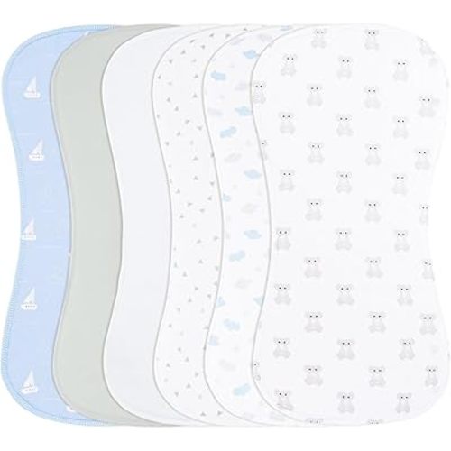Baby Burp Cloths Large Size 3-Layers Thicken 100% Cotton Super Absorbent and Soft Baby Spit Up Burping Rags Baby Burp Cloth Set for Girls 6 Pack