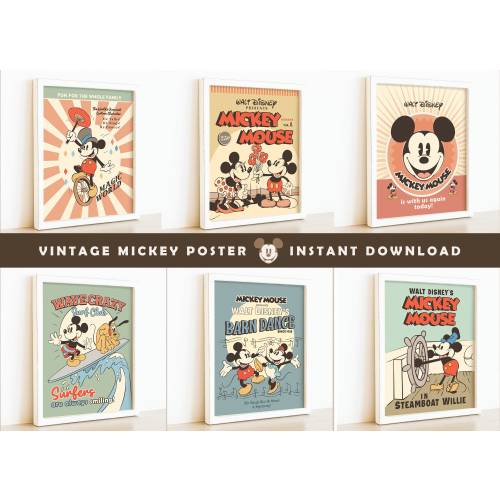 Vintage Mickey Poster, Mickey Party Decoration, Disneyland Party Decoration, Perfect for any birthday party or event, Digital file