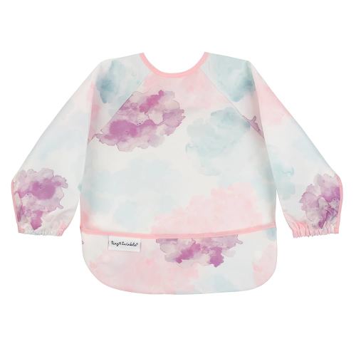 Tiny Twinkle Mess Proof Baby Bib,Waterproof Smock Baby Bib for Eating,Machine Washable Long Sleeve Bib,Baby Led Weaning,Toddler Bib (Cotton Candy, Small 6-24 Months)