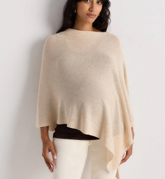 Lightweight Cotton Cashmere Nursing Shawl in Heather Oatmeal