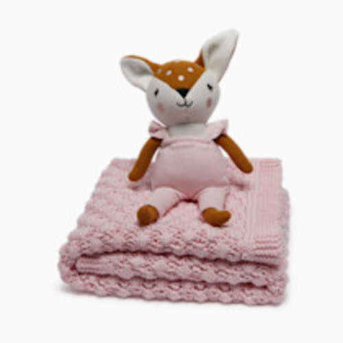 Tiny Kind 2-Piece Chunky Blanket Set - Cerise Pink, Os