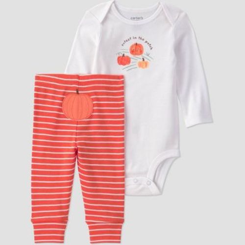 Carter's Just One You® Baby Halloween 2pc Cutest Pumpkin In The Patch Bodysuit and Pants Set - White Newborn