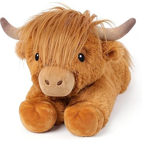 Highland Cow Stuffed Animals, Microwavable Stuffed Animals Heating Pad for Cramps, Pain Stress Relief, Heatable & Coolable Lavender Scented Cow Plush Toy for Anxiety, Women Kid Bedtime Highland Cattle