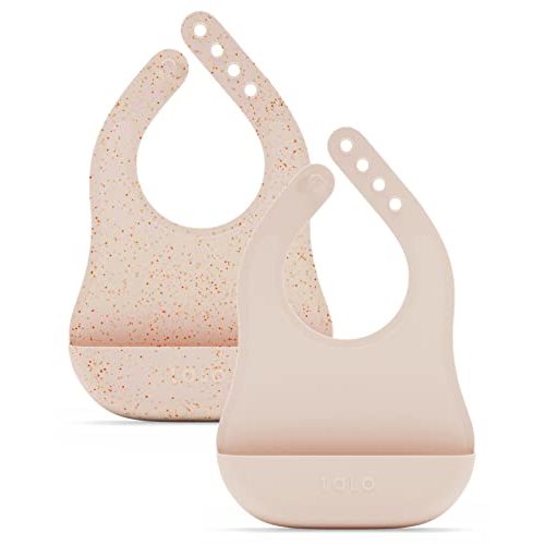 Lalo The Bib - Waterproof, Non-Toxic Silicone Baby Bib with Adjustable Neck Band & Silicone Food Pouch Catcher, Set of 2
