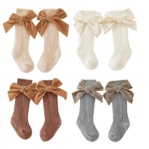 MARY Velvet Bow Socks - Hazel & Bo