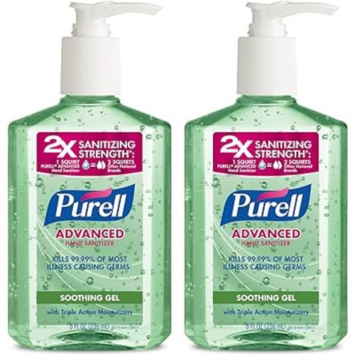 PURELL Advanced Hand Sanitizer Soothing Gel, Fresh scent, with Aloe and Vitamin E- 8 fl oz pump bottle (Pack of 2) - 9674-06-EC2PK