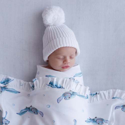 Knitted Baby Beanie - Warm White