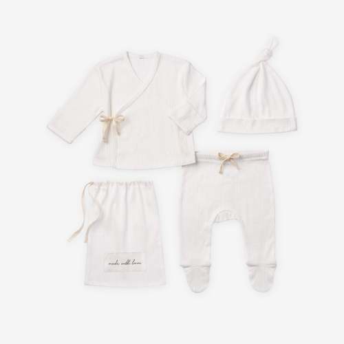White Pointelle Layette Gift Set – White, Newborn